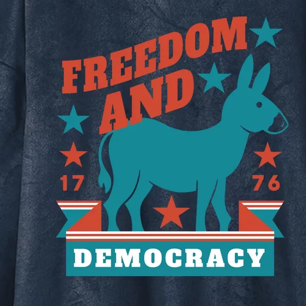 Freedom And Democracy Political Democrat Hooded Wearable Blanket