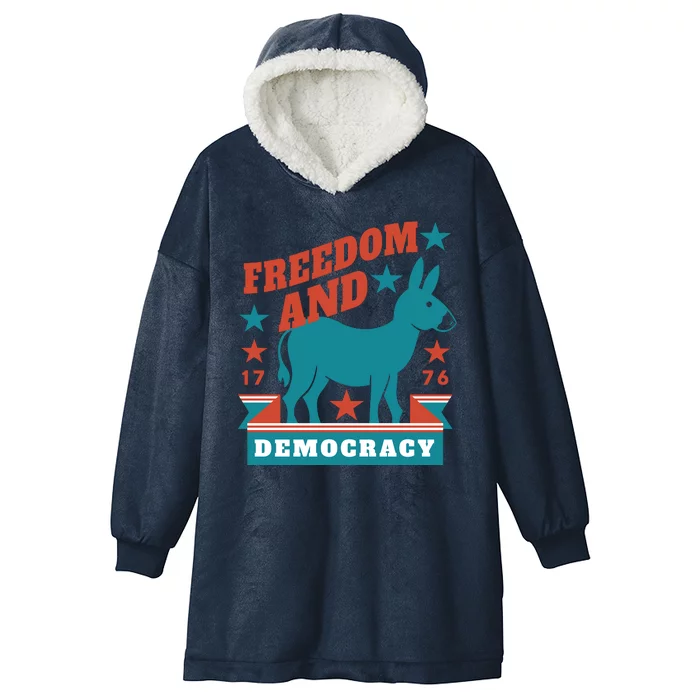 Freedom And Democracy Political Democrat Hooded Wearable Blanket