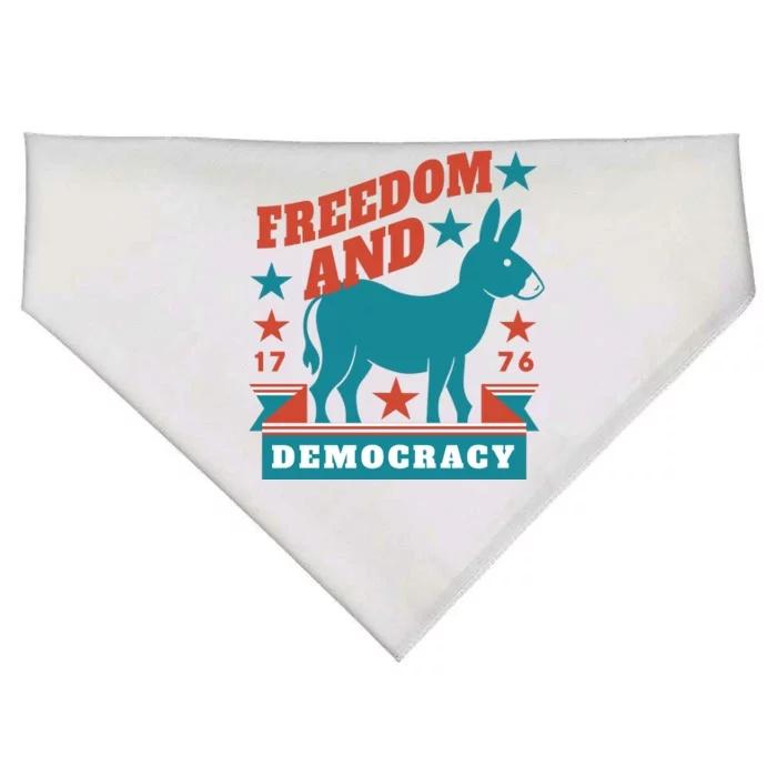 Freedom And Democracy Political Democrat USA-Made Doggie Bandana