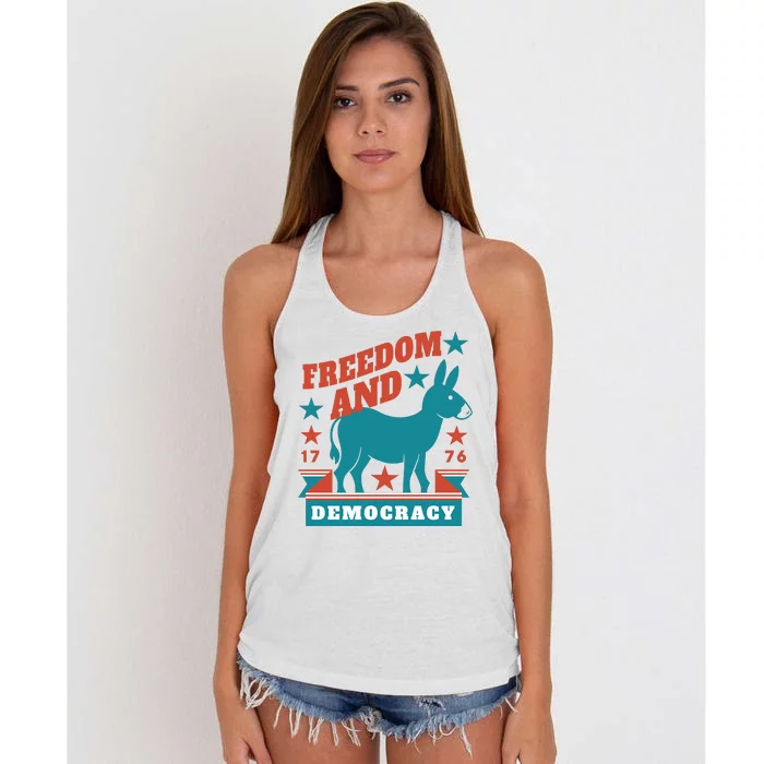 Freedom And Democracy Political Democrat Women's Knotted Racerback Tank