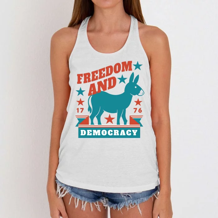 Freedom And Democracy Political Democrat Women's Knotted Racerback Tank