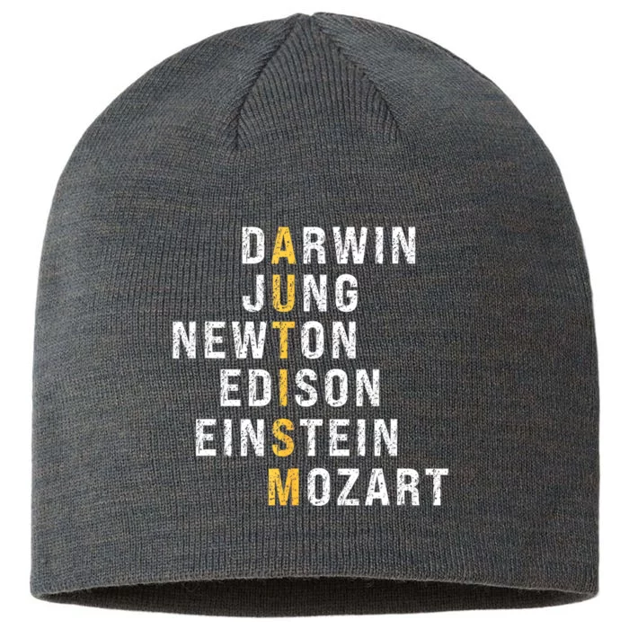 Funny Autism Darwin Jung Newton Edison Einstein Newton Mozart Gift 8 1/2in Sustainable Knit Beanie