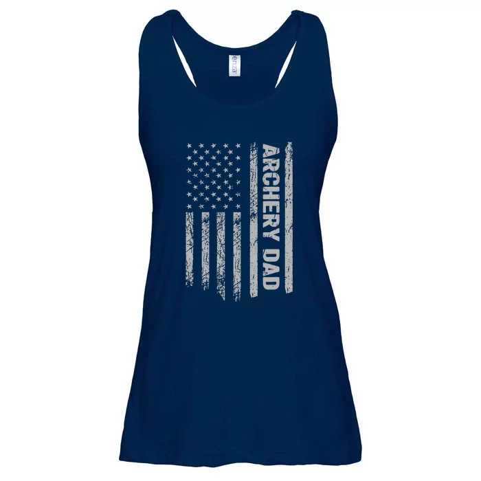 Funny Archery Dad America US Flag Patriot Vintage Gift Ladies Essential Flowy Tank