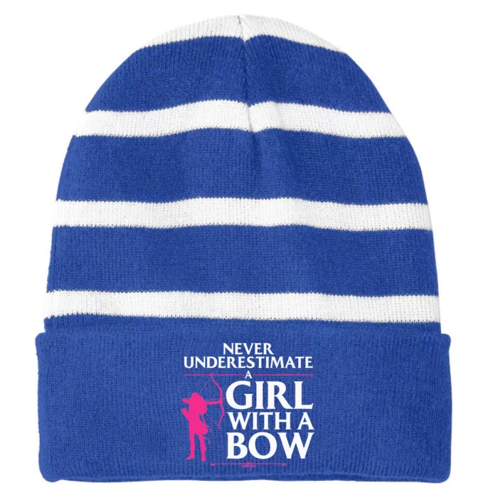 Funny Archery Design For Women Bowhunter Shooting Fans Striped Beanie with Solid Band