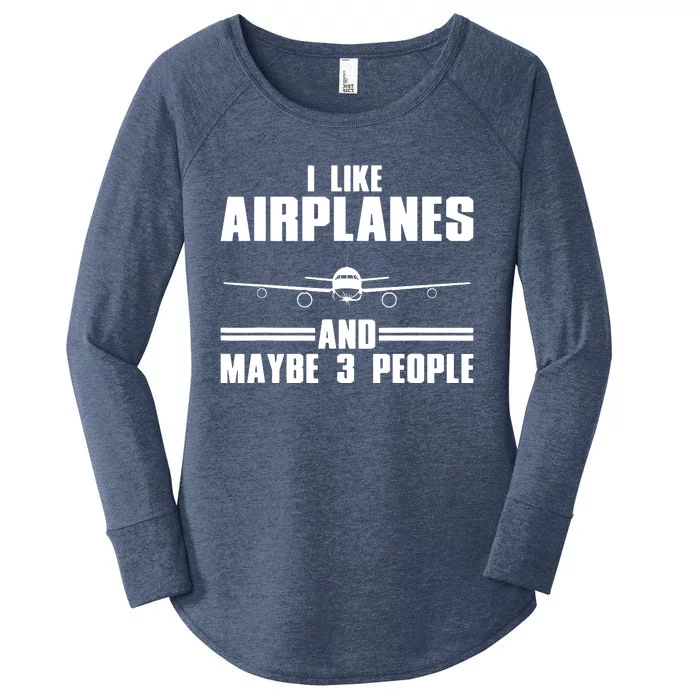 Funny Airplane Design For Men Women Aviation Aviator Pilot Women's Perfect Tri Tunic Long Sleeve Shirt