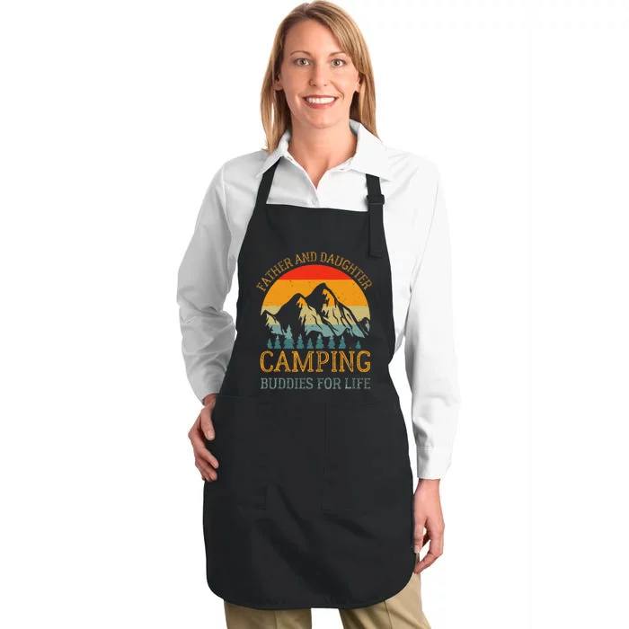 Father And Daughter Camping Buddies For Life Gift For Dad Full-Length Apron With Pocket