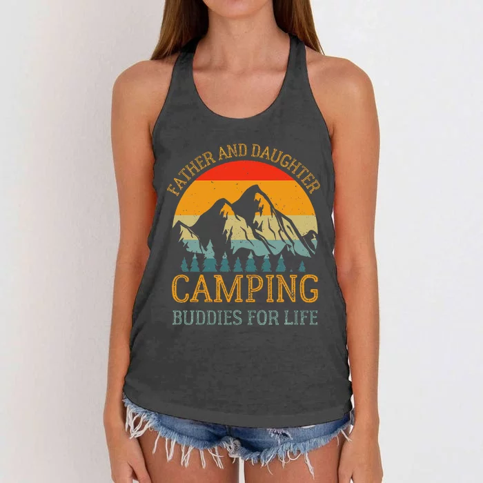 Father And Daughter Camping Buddies For Life Gift For Dad Women's Knotted Racerback Tank