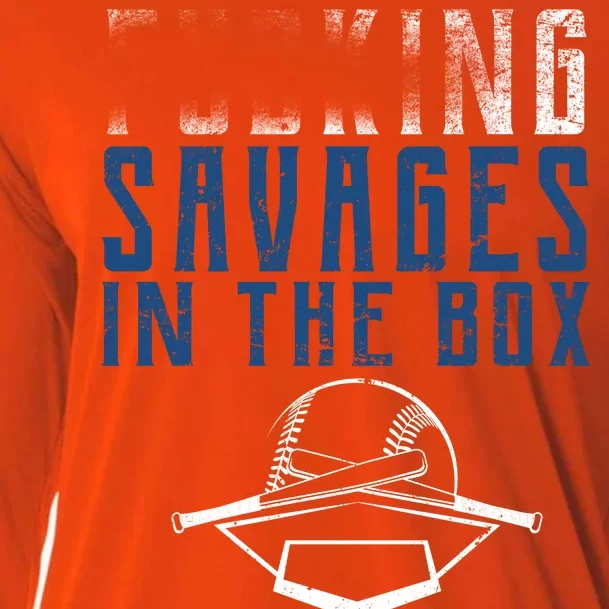 Faded F'n Savages In The Box Baseball Cooling Performance Long Sleeve Crew