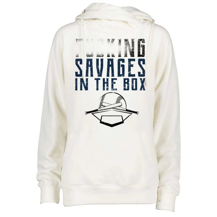 Faded F'n Savages In The Box Baseball Womens Funnel Neck Pullover Hood