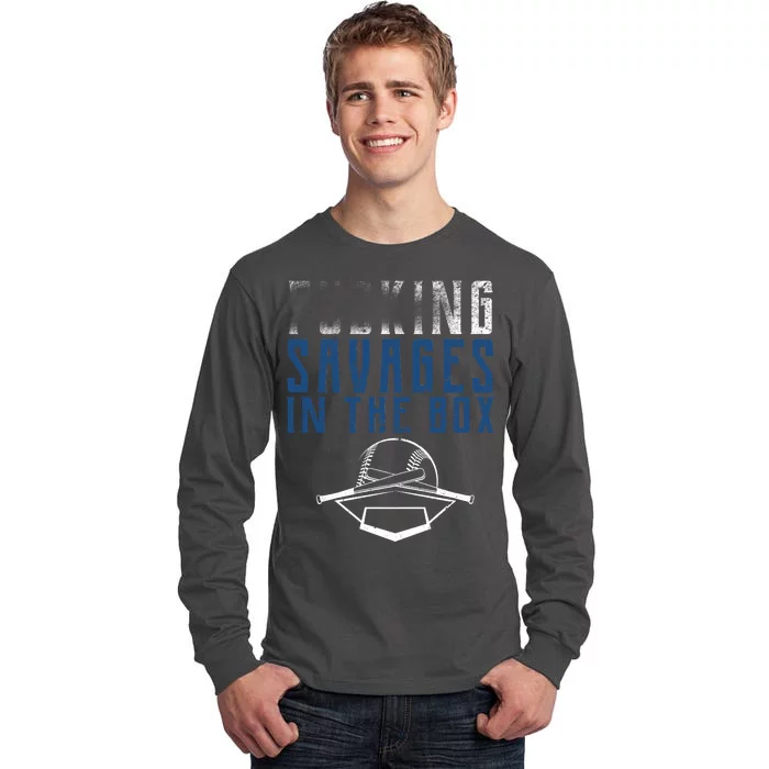 Faded F'n Savages In The Box Baseball Tall Long Sleeve T-Shirt