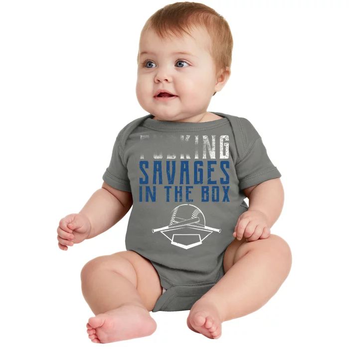 Faded F'n Savages In The Box Baseball Baby Bodysuit