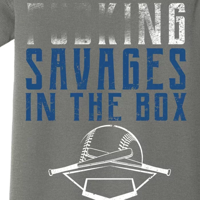 Faded F'n Savages In The Box Baseball Baby Bodysuit