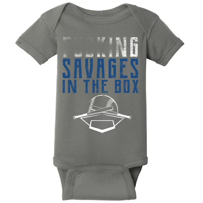 Faded F'n Savages In The Box Baseball Baby Bodysuit