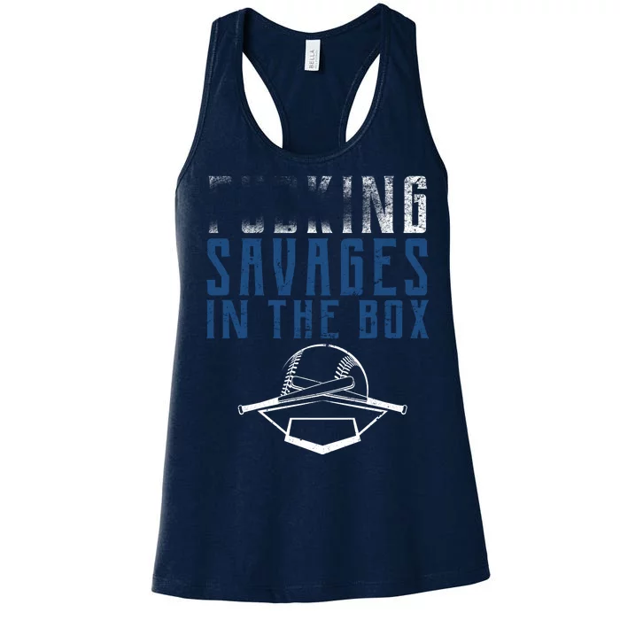 Faded F'n Savages In The Box Baseball Women's Racerback Tank