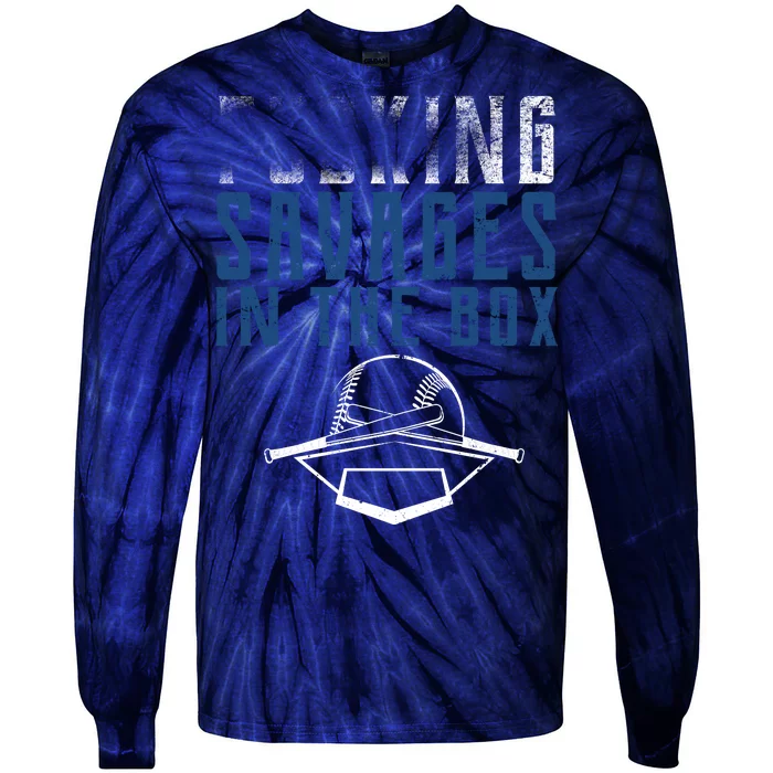 Faded F'n Savages In The Box Baseball Tie-Dye Long Sleeve Shirt