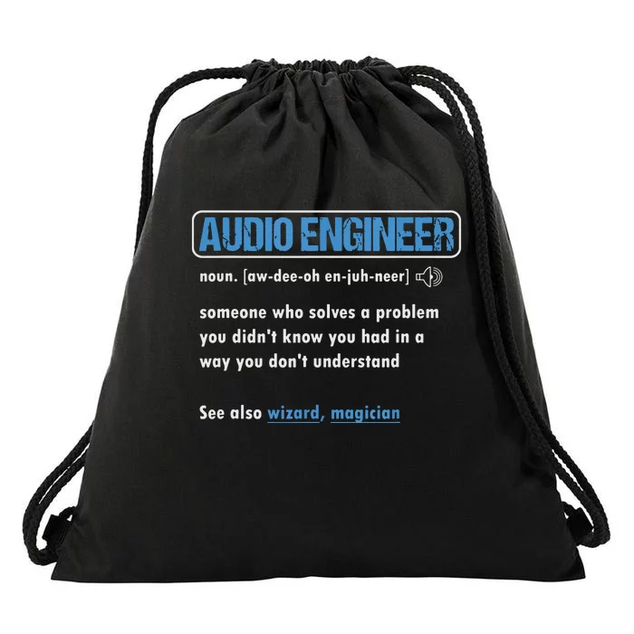 Funny Audio Engineer Definition Sound Technician Engineer Drawstring Bag