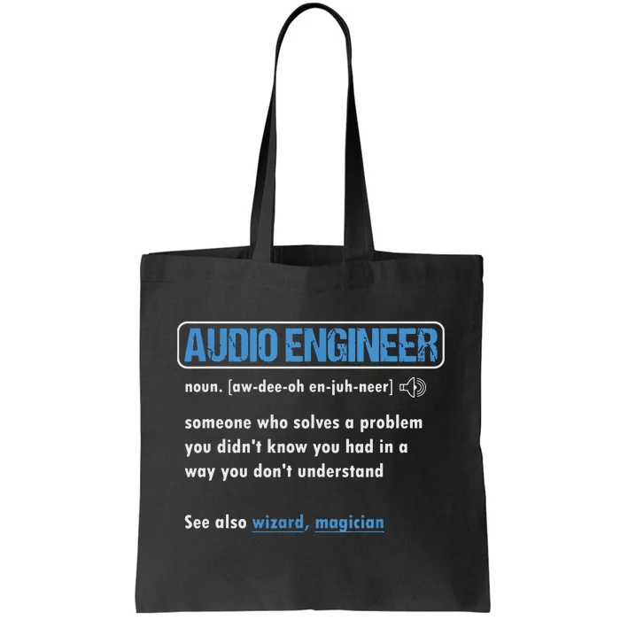 Funny Audio Engineer Definition Sound Technician Engineer Tote Bag