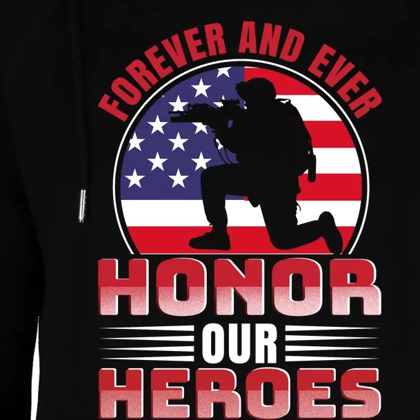 FOREVER AND EVER HONOR OUR HEROES Womens Funnel Neck Pullover Hood