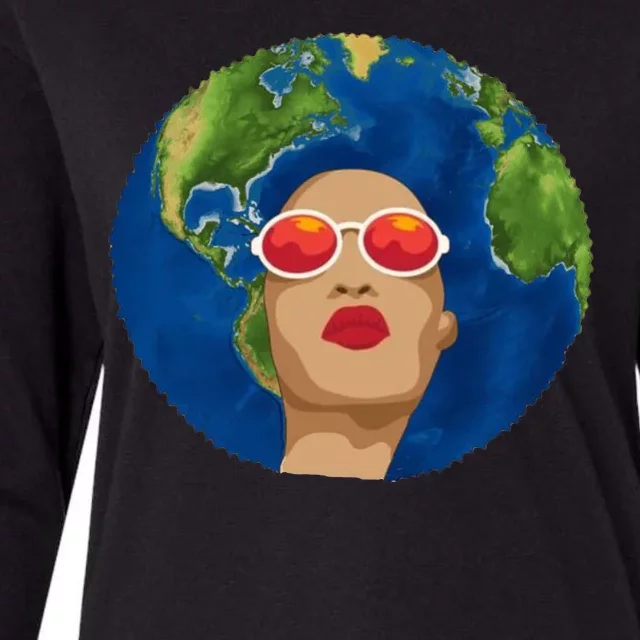 Female Afro Earth Day Womens Cotton Relaxed Long Sleeve T-Shirt