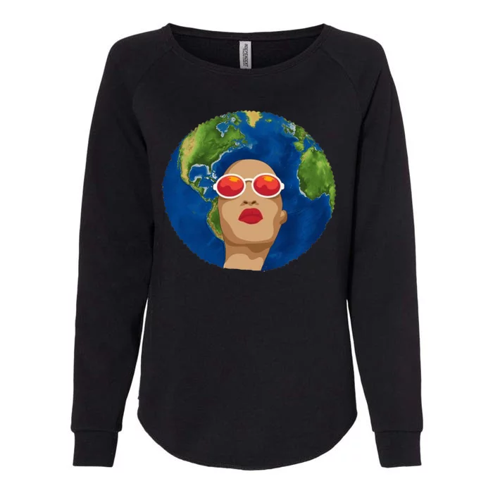 Female Afro Earth Day Womens California Wash Sweatshirt