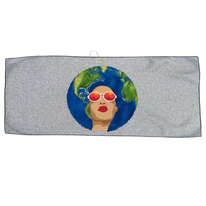 Female Afro Earth Day Large Microfiber Waffle Golf Towel