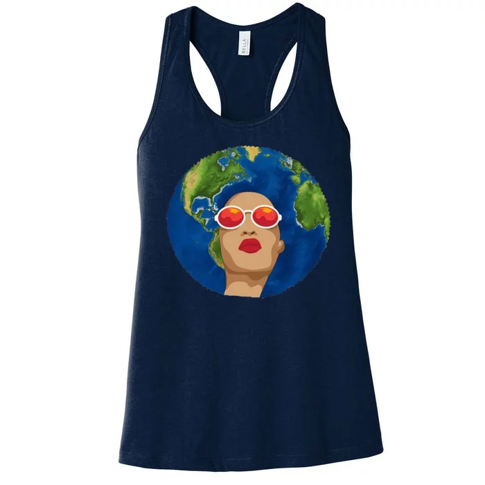 Female Afro Earth Day Women's Racerback Tank