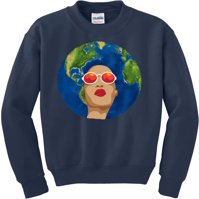 Female Afro Earth Day Kids Sweatshirt