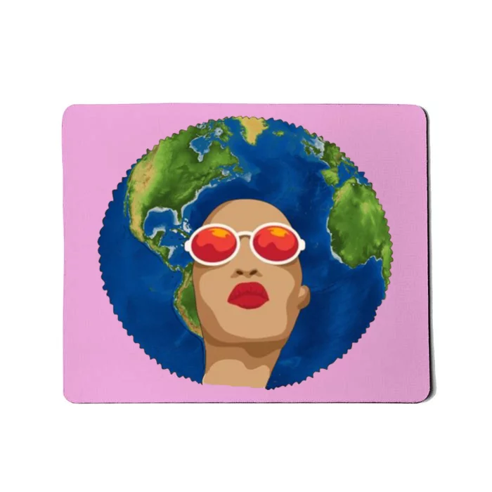 Female Afro Earth Day Mousepad