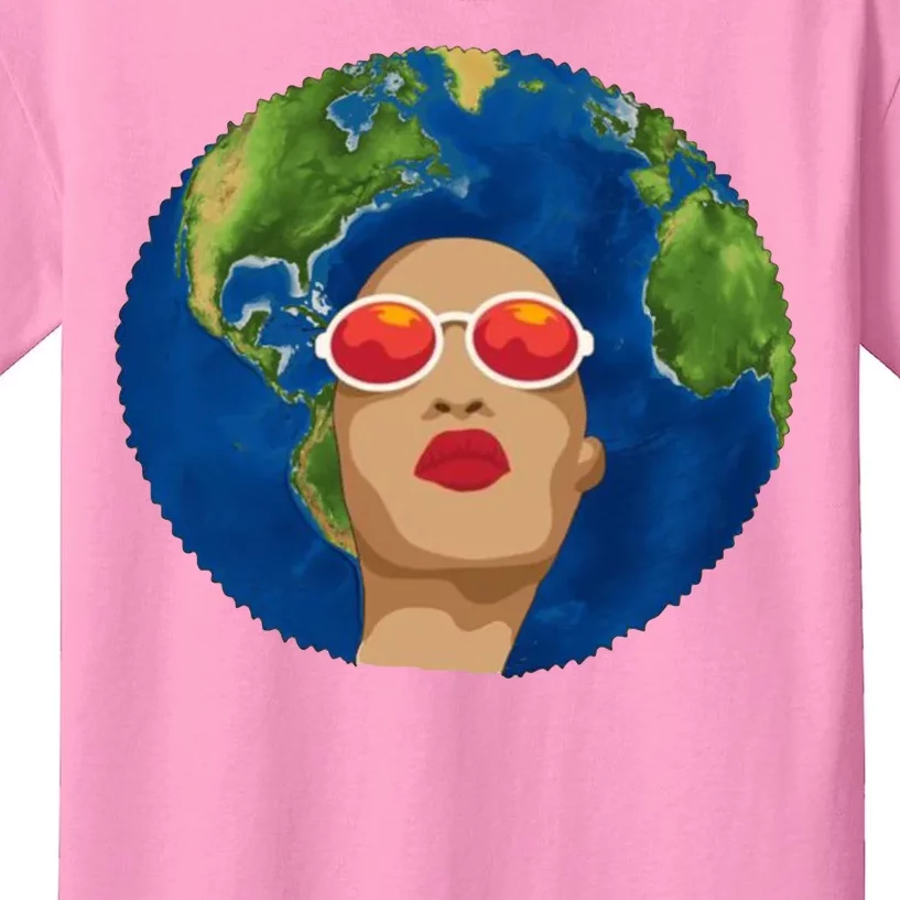 Female Afro Earth Day Kids T-Shirt