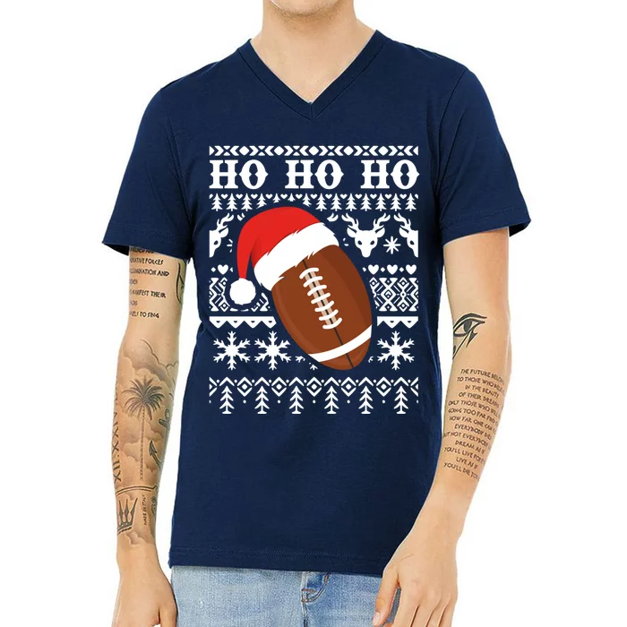 Funny American Football Ugly Christmas Sweater Boy XMAS V-Neck T-Shirt