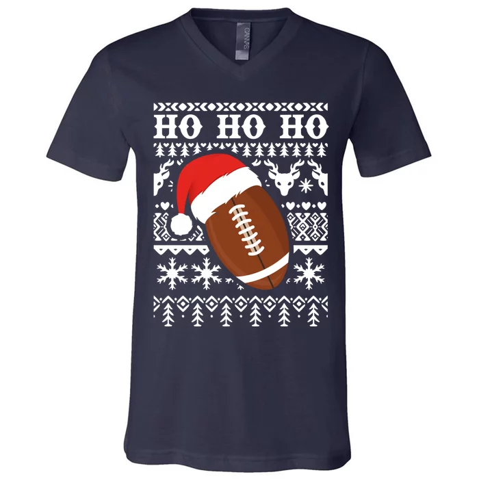 Funny American Football Ugly Christmas Sweater Boy XMAS V-Neck T-Shirt