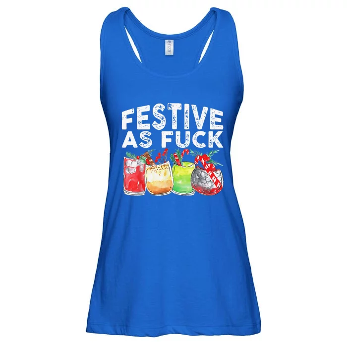 Festive As Fuck Funny Ugly Christmas Holiday Ladies Essential Flowy Tank