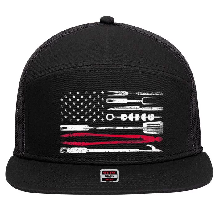 Funny American Flag Grilling Tools Bbq Grill Barbecue Tool 7 Panel Mesh Trucker Snapback Hat