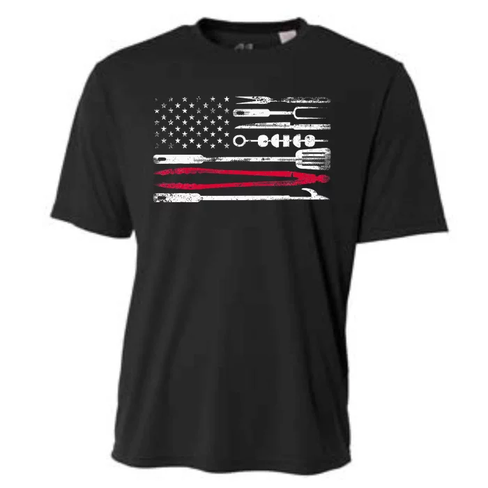 Funny American Flag Grilling Tools Bbq Grill Barbecue Tool Cooling Performance Crew T-Shirt