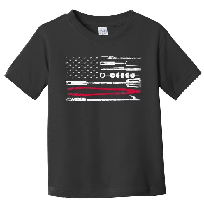 Funny American Flag Grilling Tools Bbq Grill Barbecue Tool Toddler T-Shirt