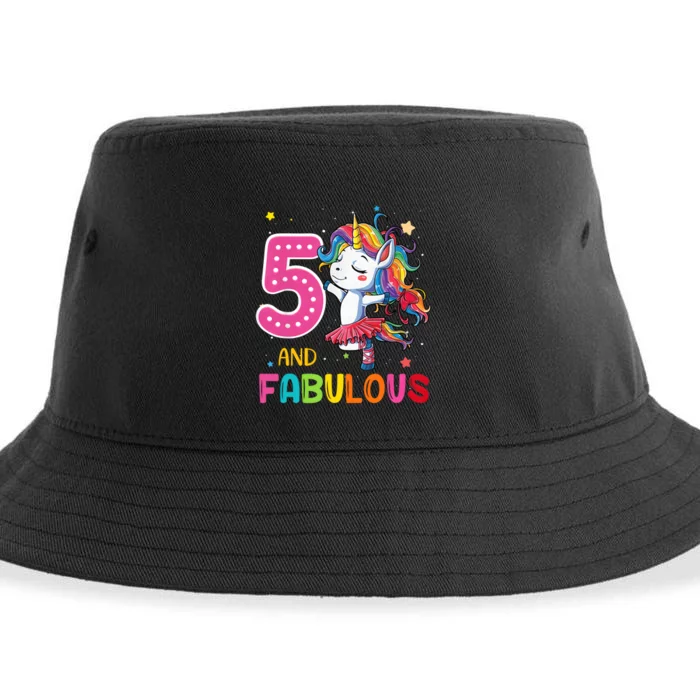 Five And Fabulous Unicorn Rainbow Birthday 5 Year Old Gifts Sustainable Bucket Hat