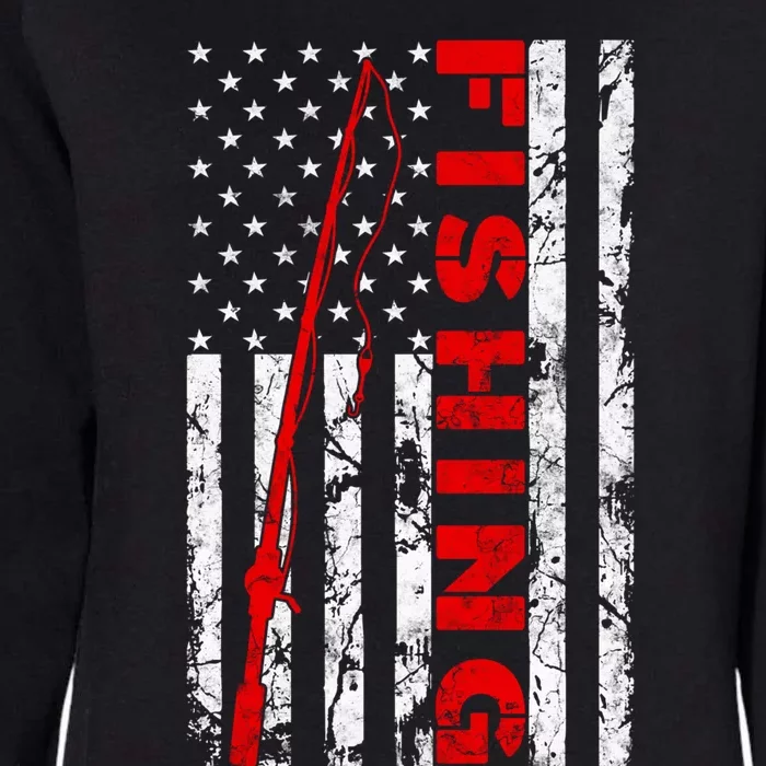 Fishing American Flag Rod USA Patriotic Fisherman Womens California Wash Sweatshirt