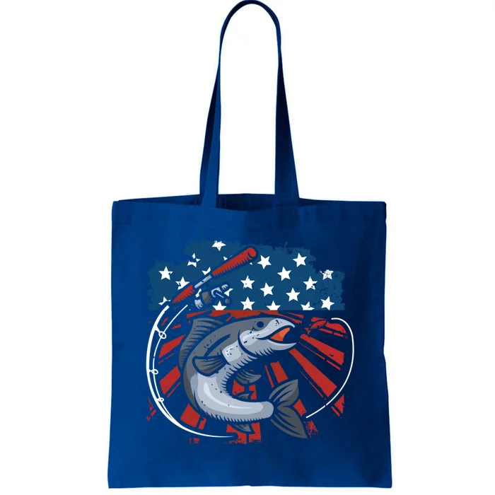 Fishing American Flag Fish Usa Bass Fisher Gift Tote Bag