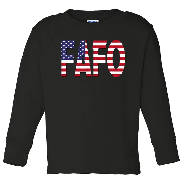 FAFO American Flag Toddler Long Sleeve Shirt