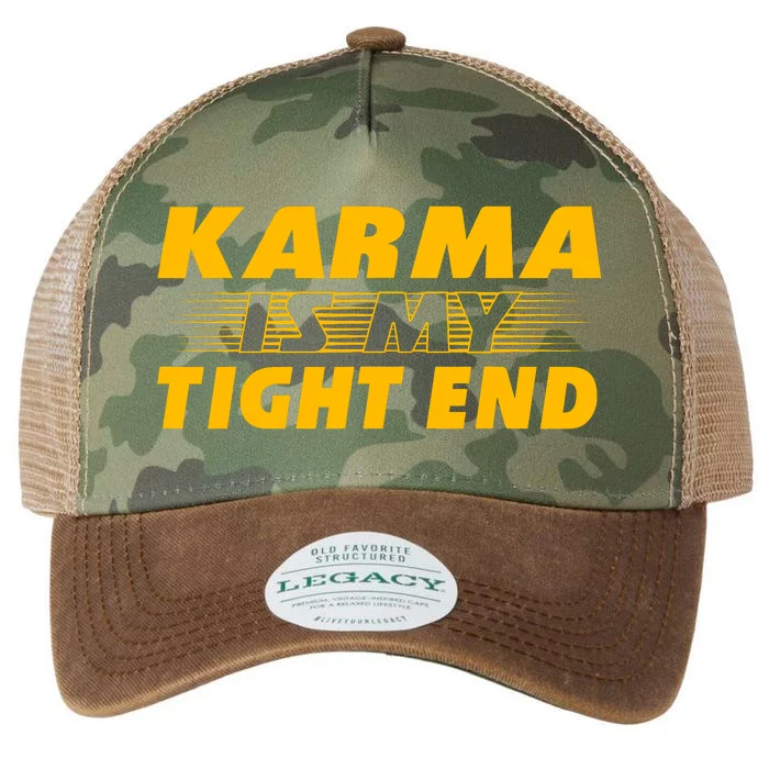 Funny American Football Karma Is My Tight End Legacy Tie Dye Trucker Hat