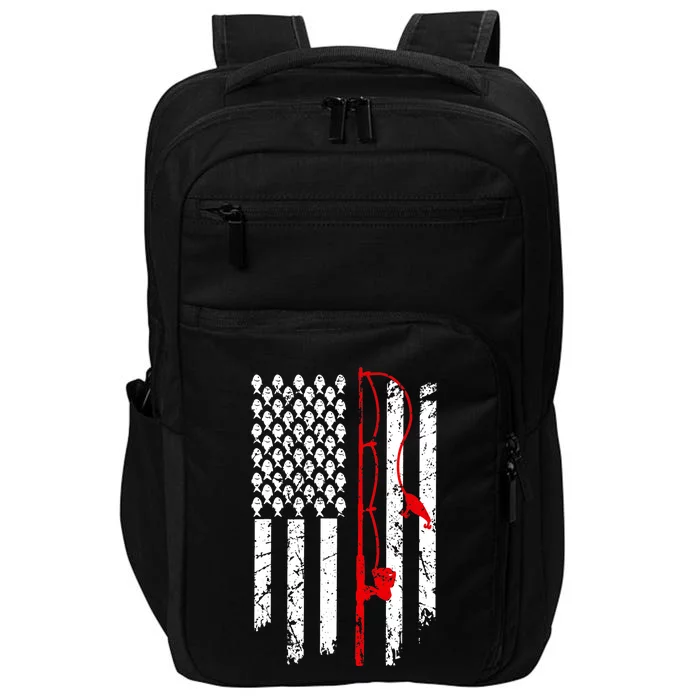 Fishing American Flag Husband Son Grandson Funny Fisherman Impact Tech Backpack