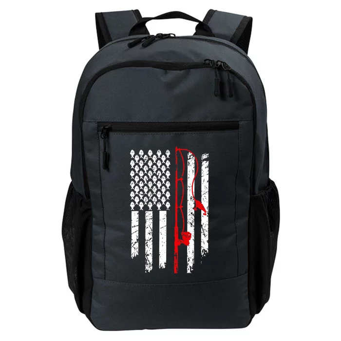 Fishing American Flag Husband Son Grandson Funny Fisherman Daily Commute Backpack