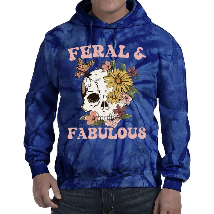 Feral And Fabulous Cute Floral Skull Tie Dye Hoodie