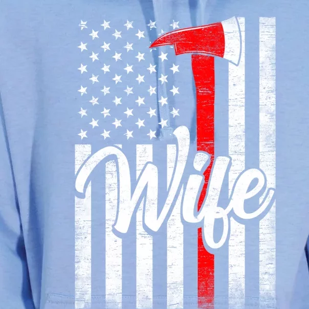 Funny American Flag Firefighter Wife Husband Fire Couple Gift Unisex Surf Hoodie