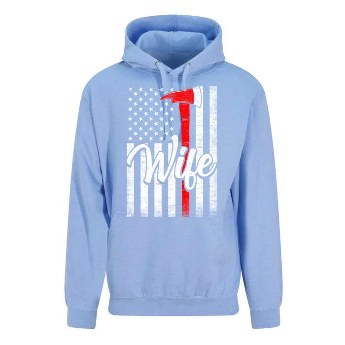 Funny American Flag Firefighter Wife Husband Fire Couple Gift Unisex Surf Hoodie