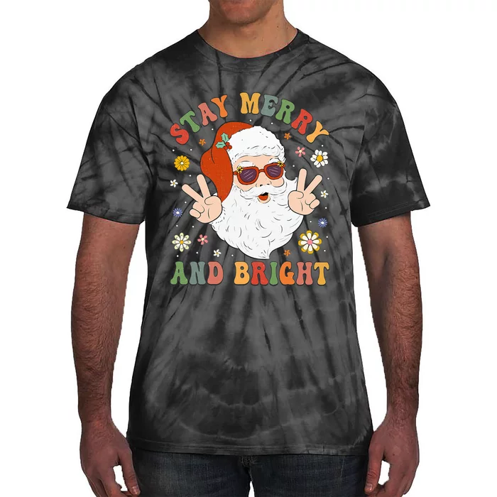 Festive and Fun Christmas Hippie Santa Claus Design Tie-Dye T-Shirt