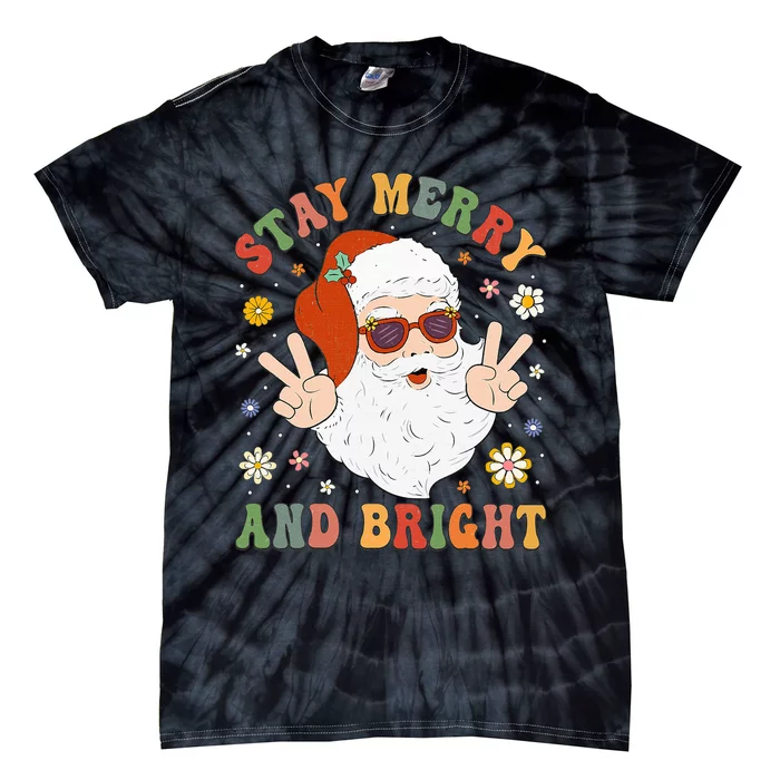 Festive and Fun Christmas Hippie Santa Claus Design Tie-Dye T-Shirt