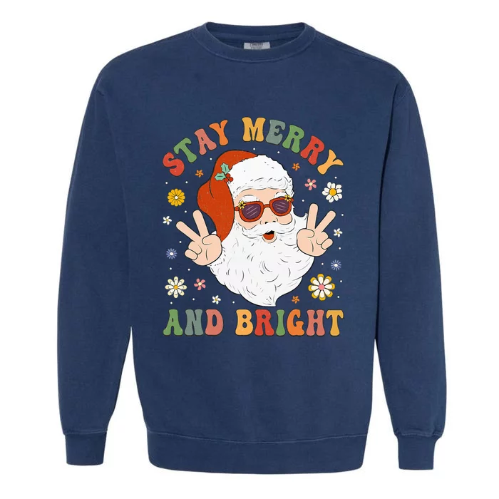 Festive and Fun Christmas Hippie Santa Claus Design Garment-Dyed Sweatshirt