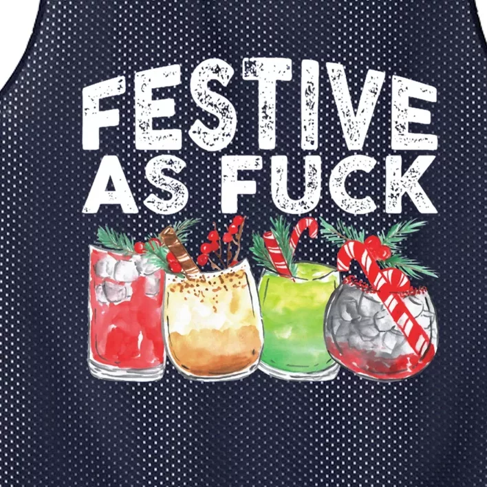 Festive As Fuck Funny Ugly Christmas Holiday Essential Mesh Reversible Basketball Jersey Tank