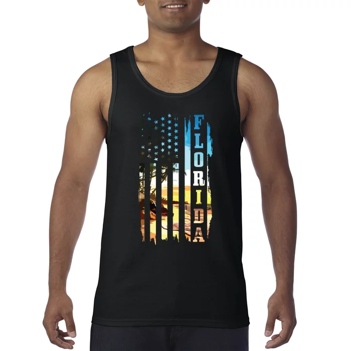 Florida American Flag Pride Beach Surfer Patriotic Gift Tank Top